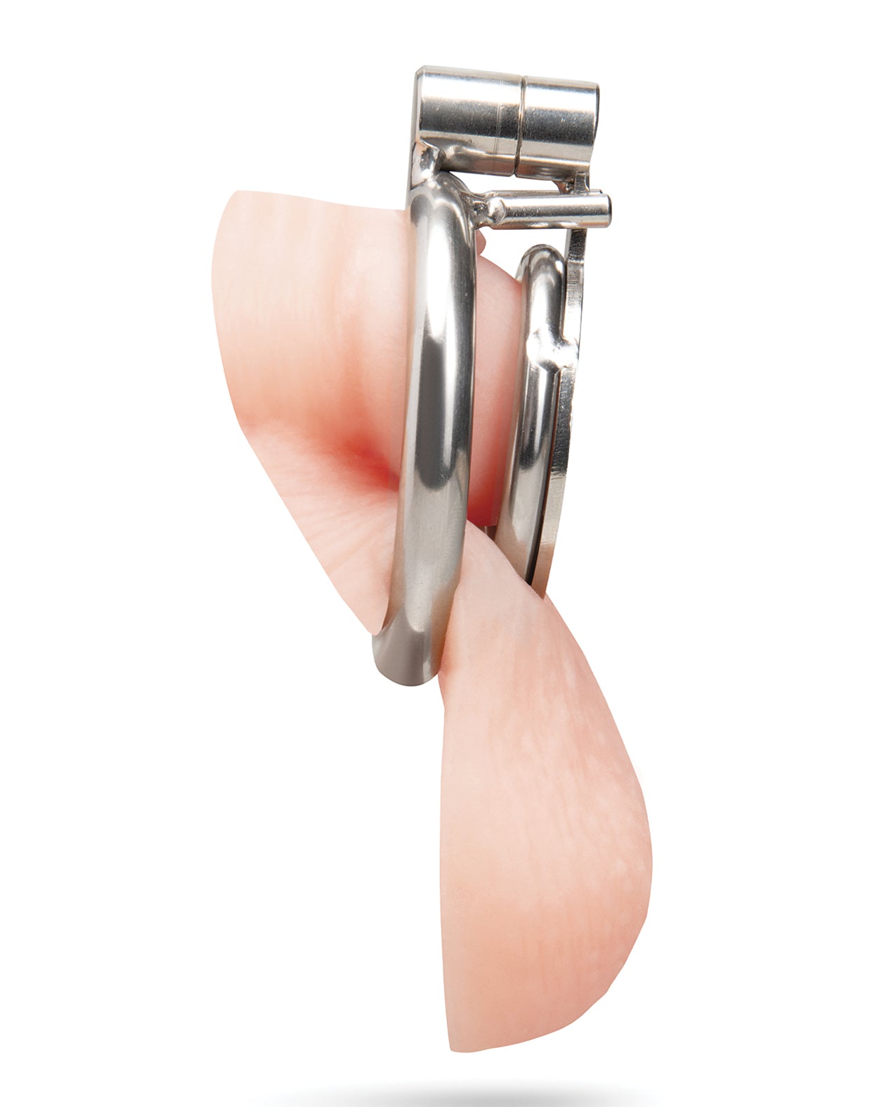 Stainless Steel Flat Inverted Chastity Cage w/Piggy Tail Butt Plug Icon