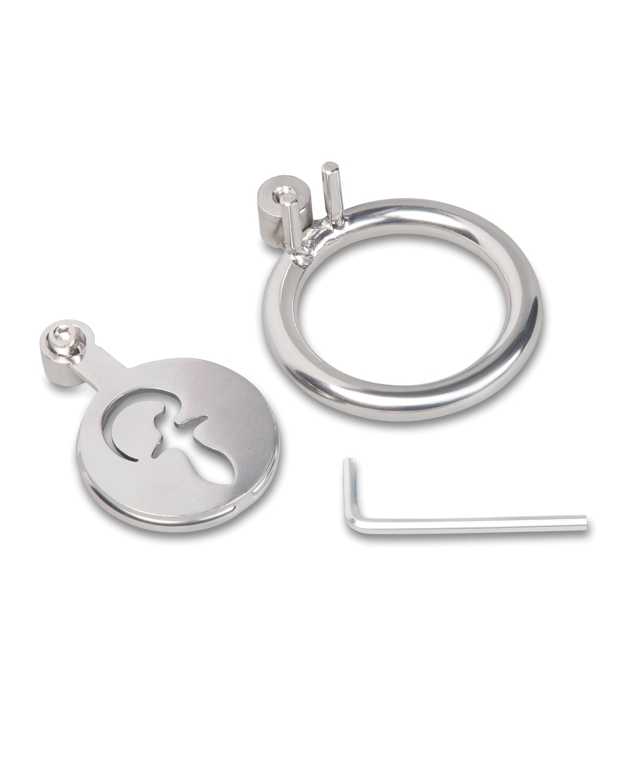 Stainless Steel Flat Inverted Chastity Cage w/Piggy Tail Butt Plug Icon