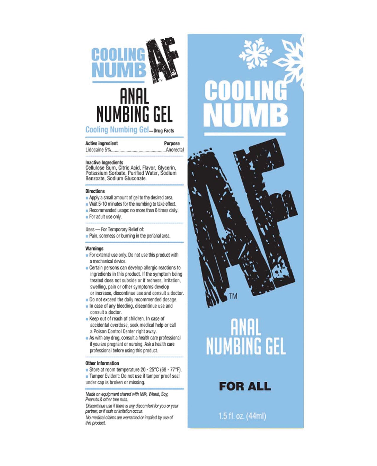 Numb AF Anal Numbing Gel - Cooling 1.5 oz