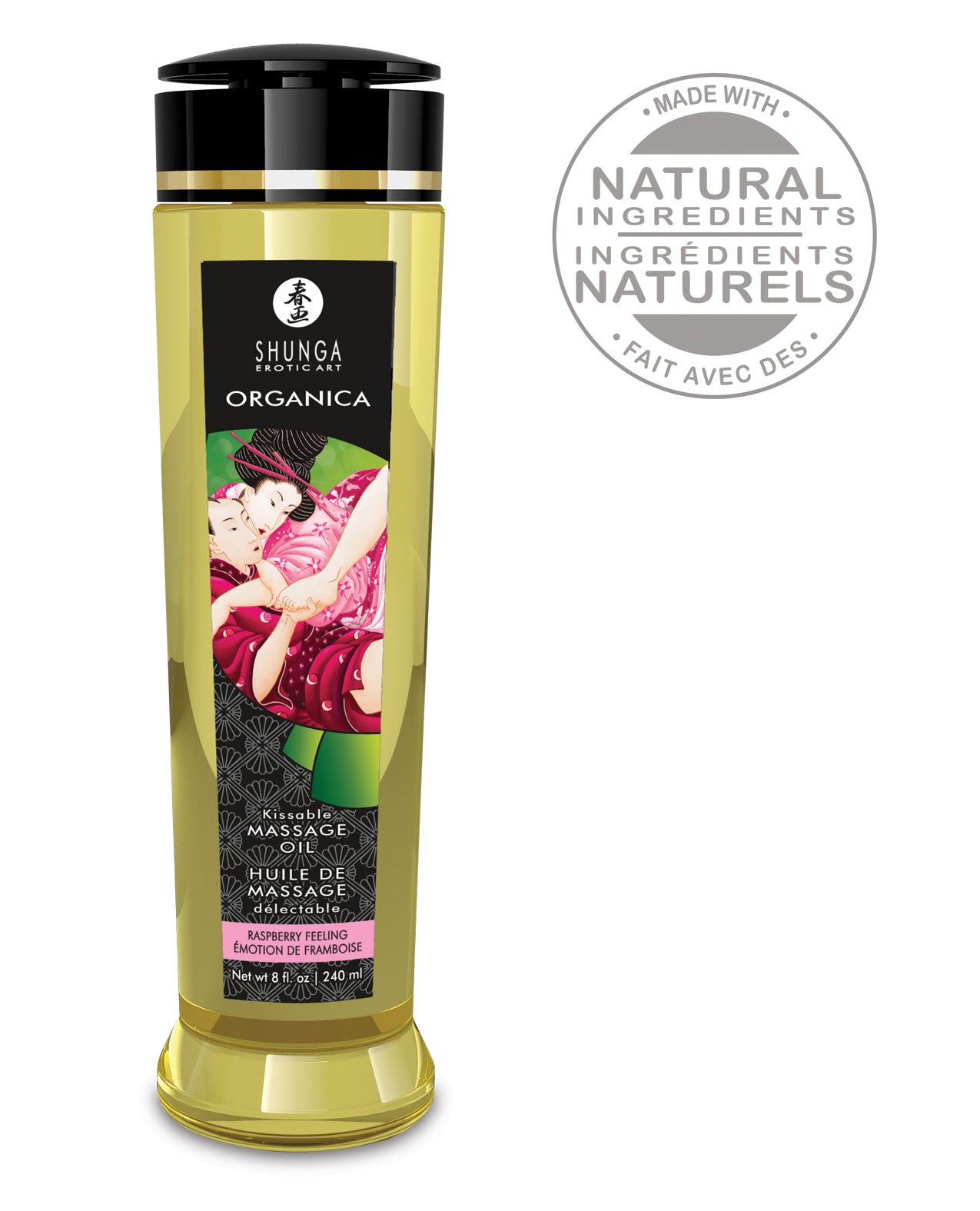 Shunga Organica Kissable Massage Oil - 8 oz Raspberry Feeling