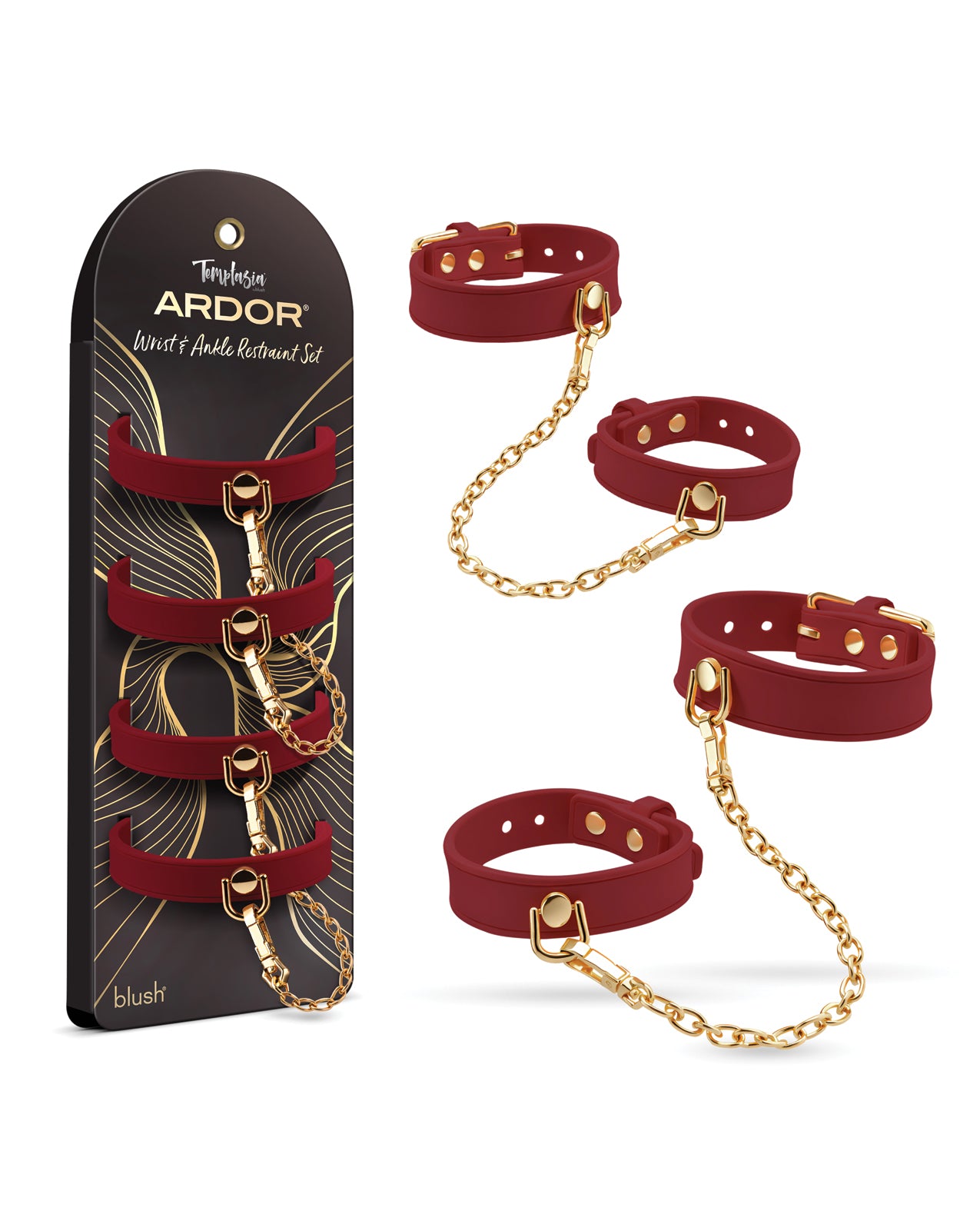 Blush Temptasia Ardor Wrist & Ankle Restraints - Red