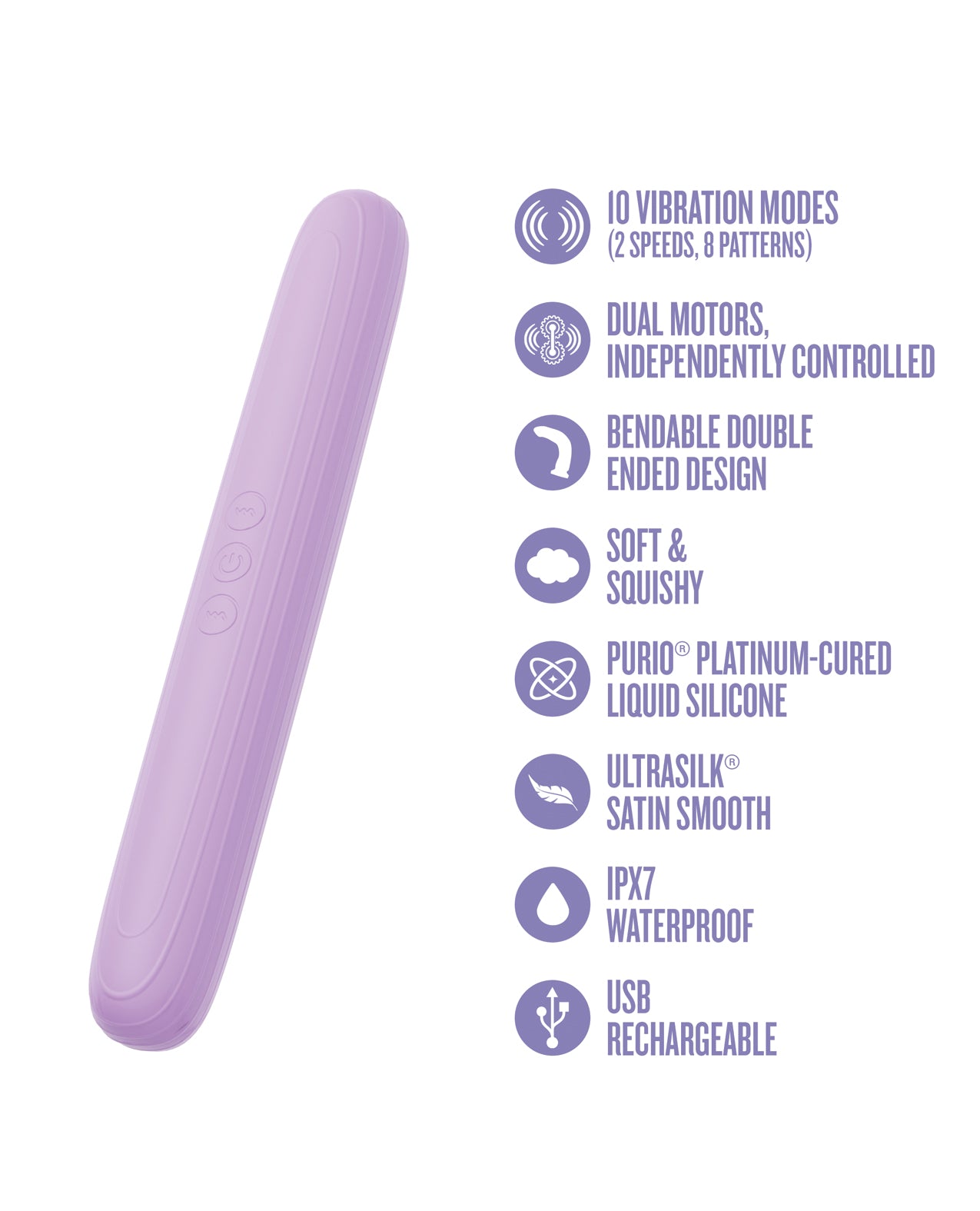 Play With Me Double Ended Vibrator - Purple