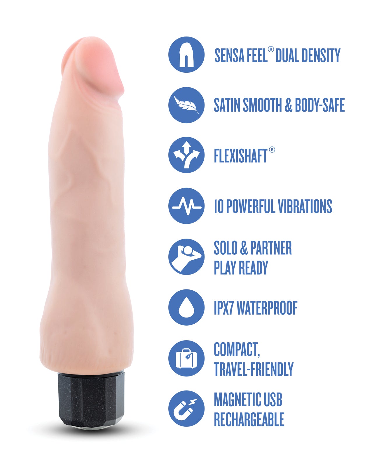 Blush Au Naturel 8.75" Vibrating Realistic G-Spot Dildo - Beige