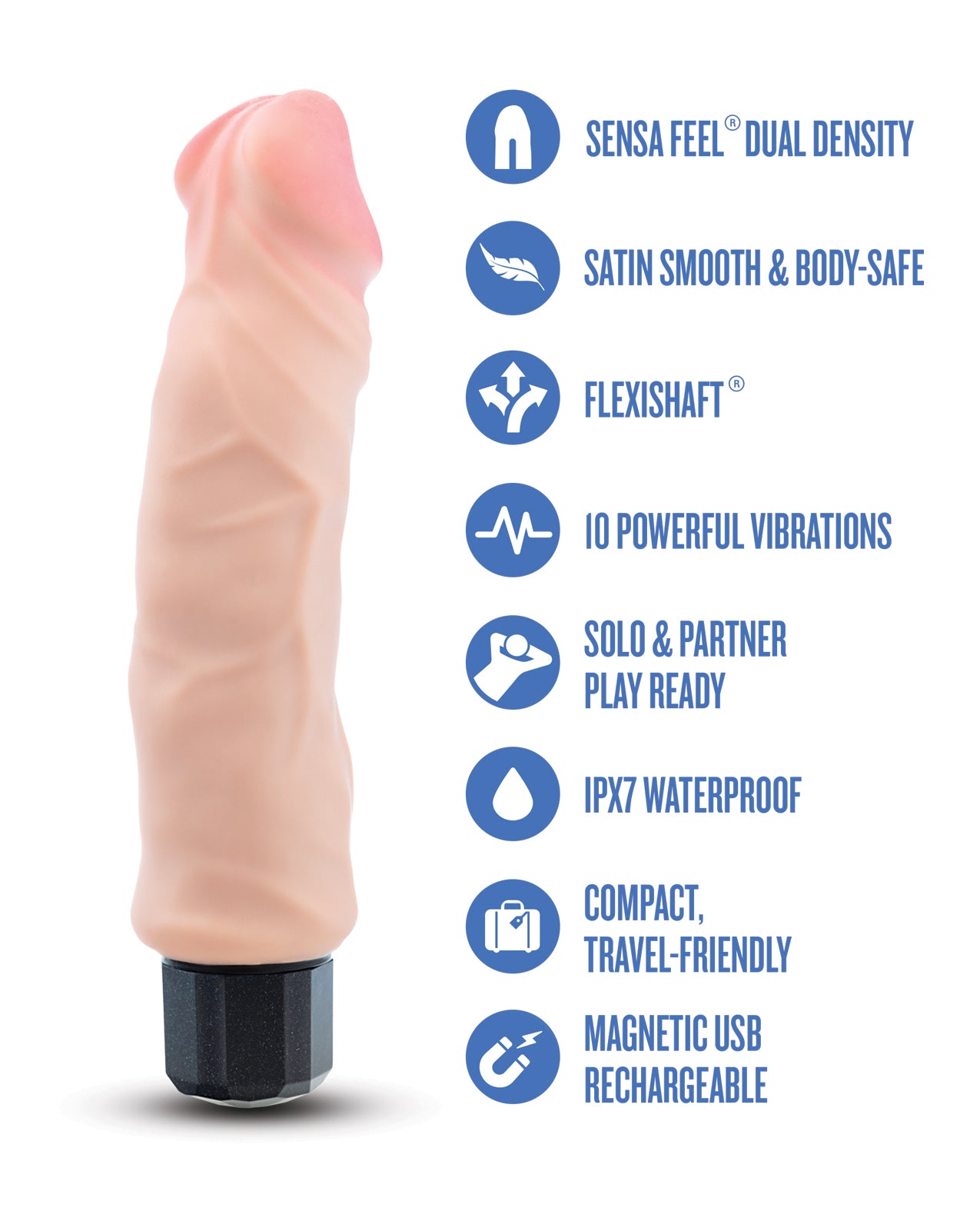 Blush Au Naturel 9" Big Easy Vibrating Realistic G-Spot Dildo - Beige