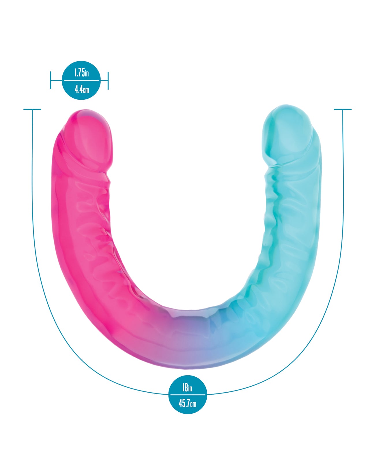 Blush B Yours 18" XX Large Double Dong Candy Papi - Multi Colors