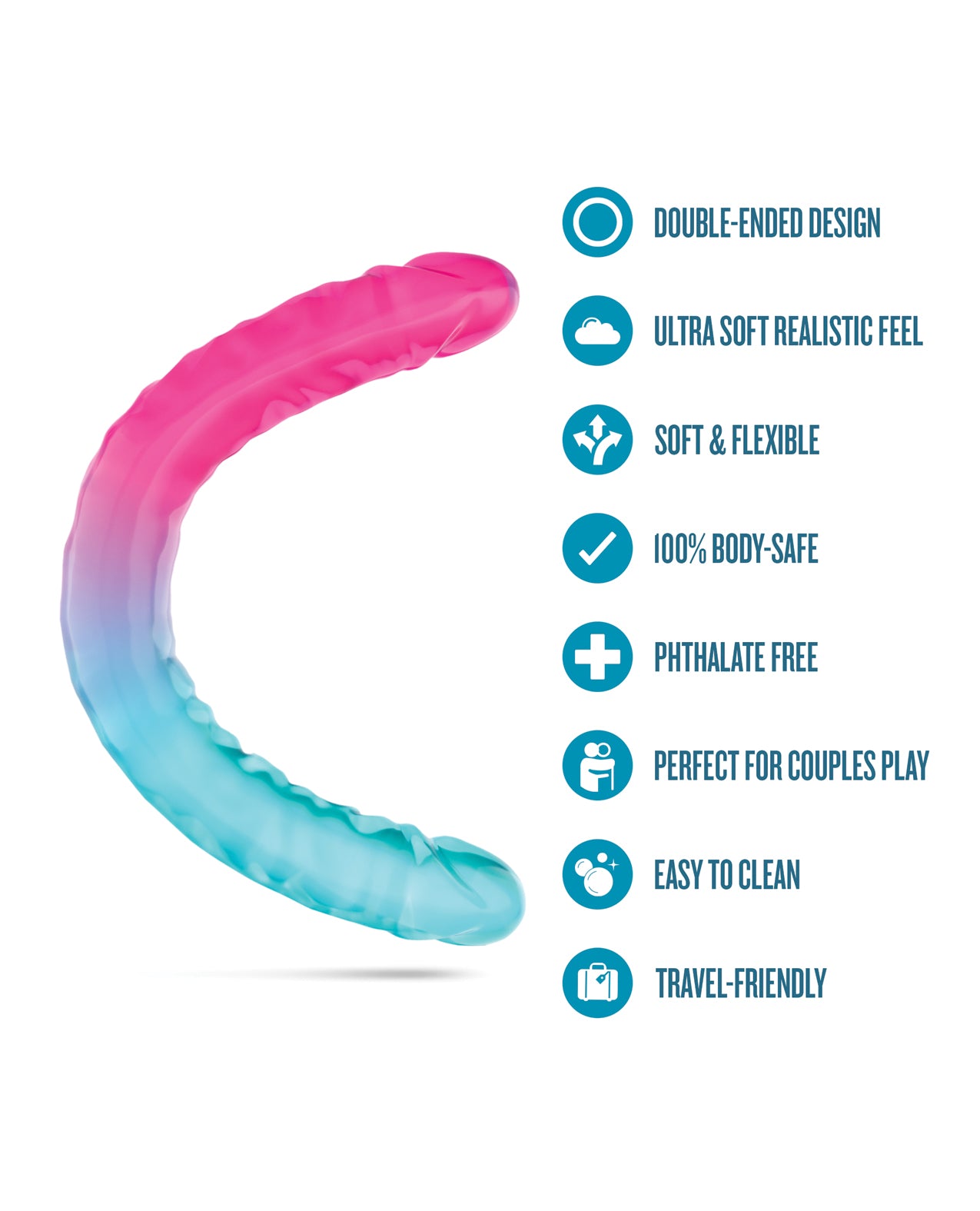 Blush B Yours 18" XX Large Double Dong Candy Papi - Multi Colors