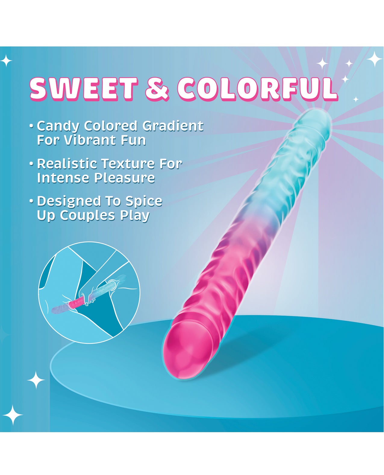 Blush B Yours 18" XX Large Double Dong Candy Papi - Multi Colors