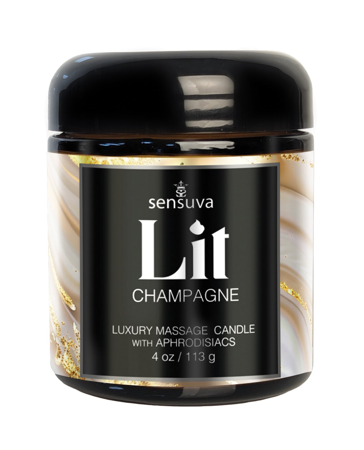 Sensuva Lit Champagne Luxury Massage Candle - 4 oz