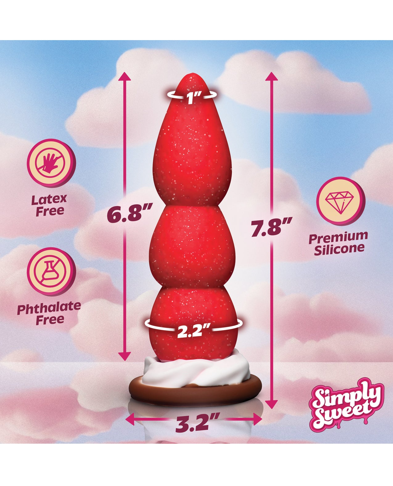 Simply Sweet Strawberry Sweet Cream Premium Silicone Dildo