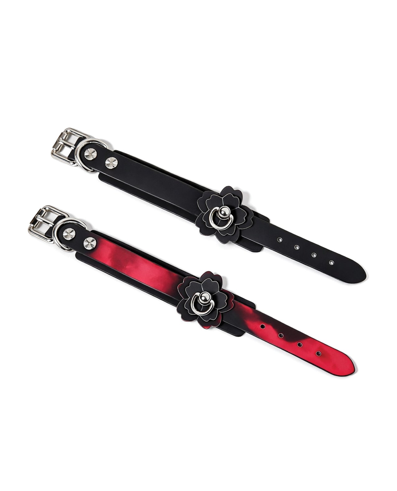 Heat Tease Flower Cuffs - Black/Pink