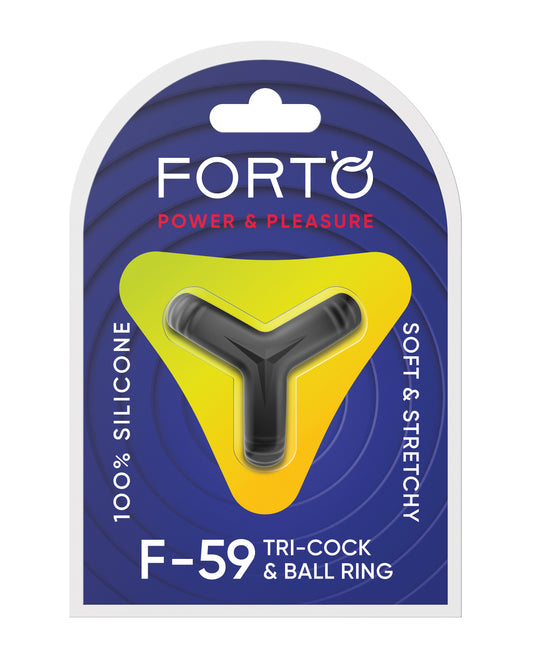Forto Tri Cock & Ball Ring - Black