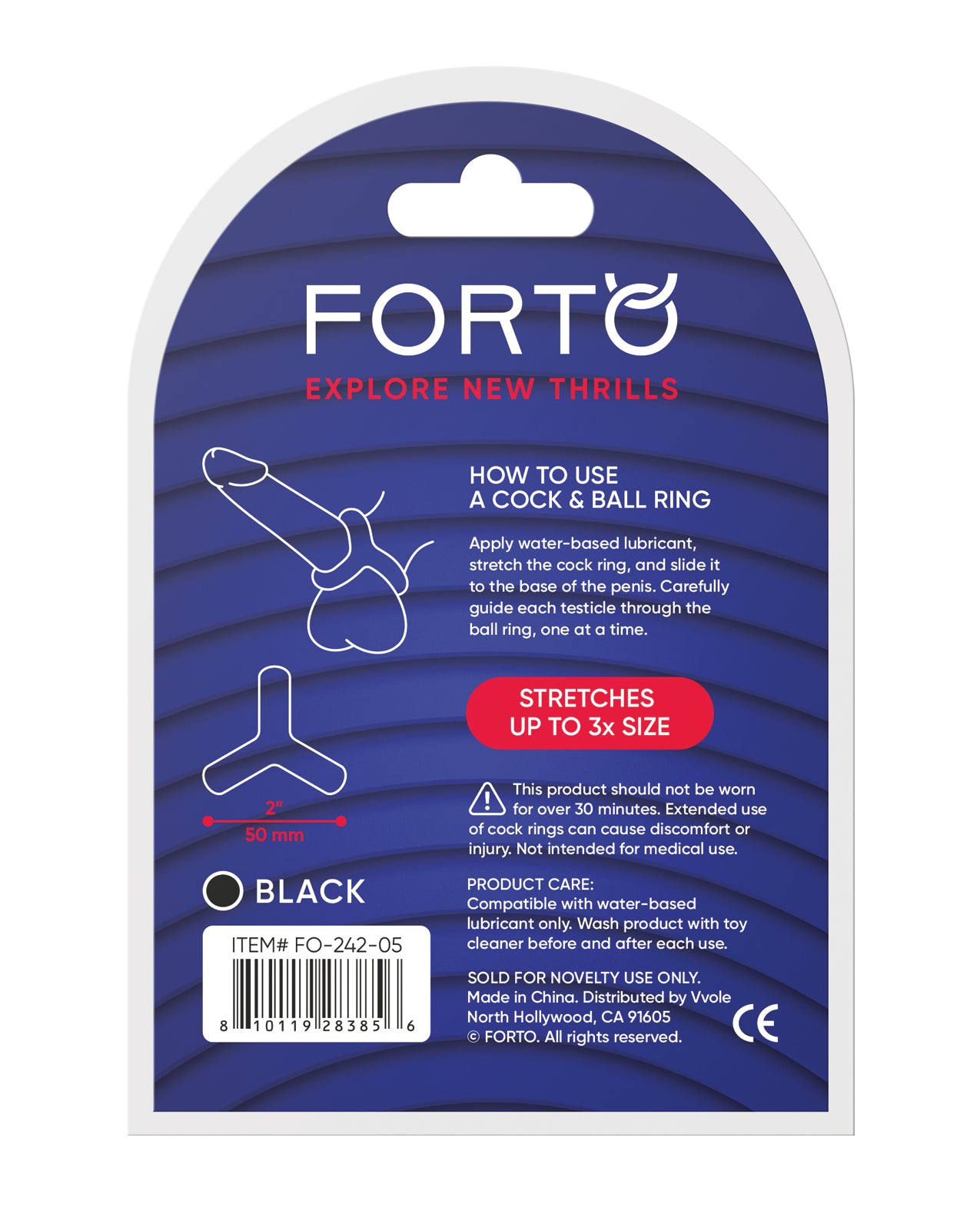Forto Tri Cock & Ball Ring - Black