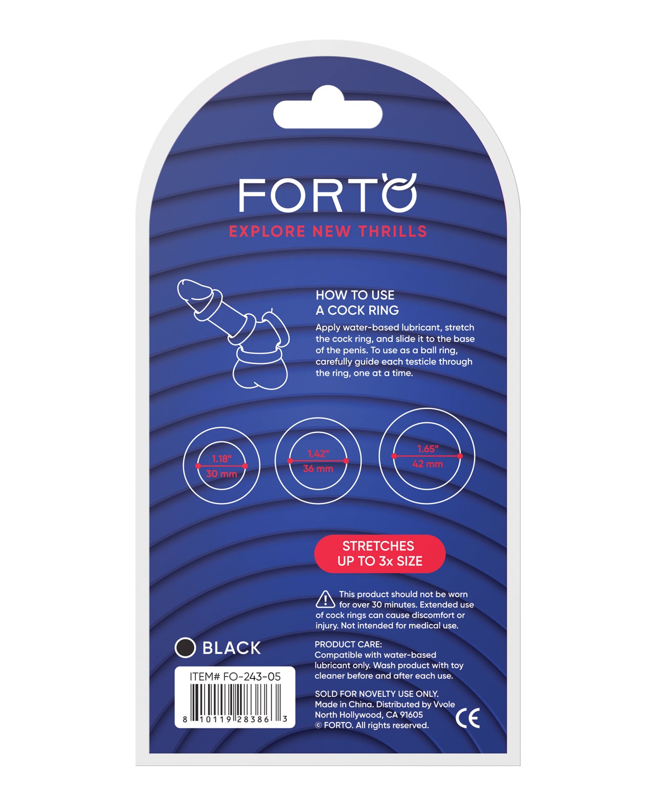 Forto Trio Cock Ring Set - Black