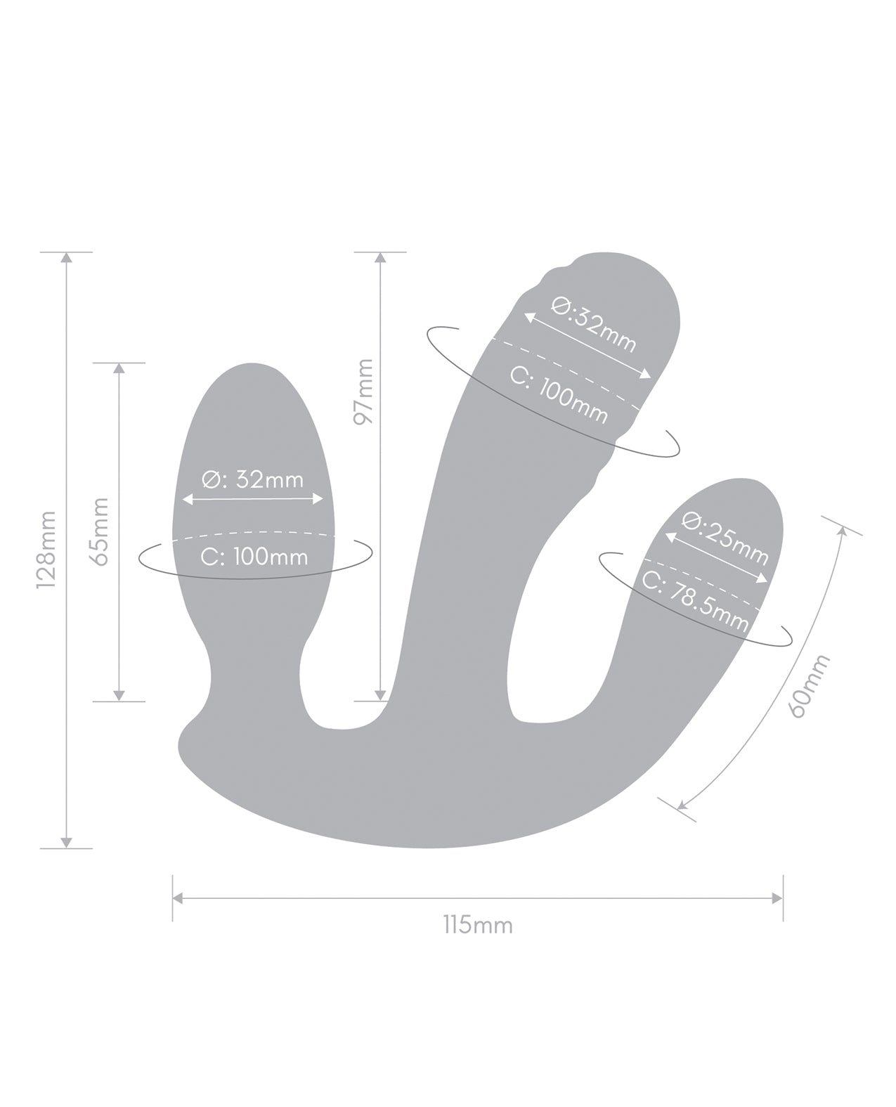 Together Blended Pleasure Remote Controlled Triple-Pronged Vibrator