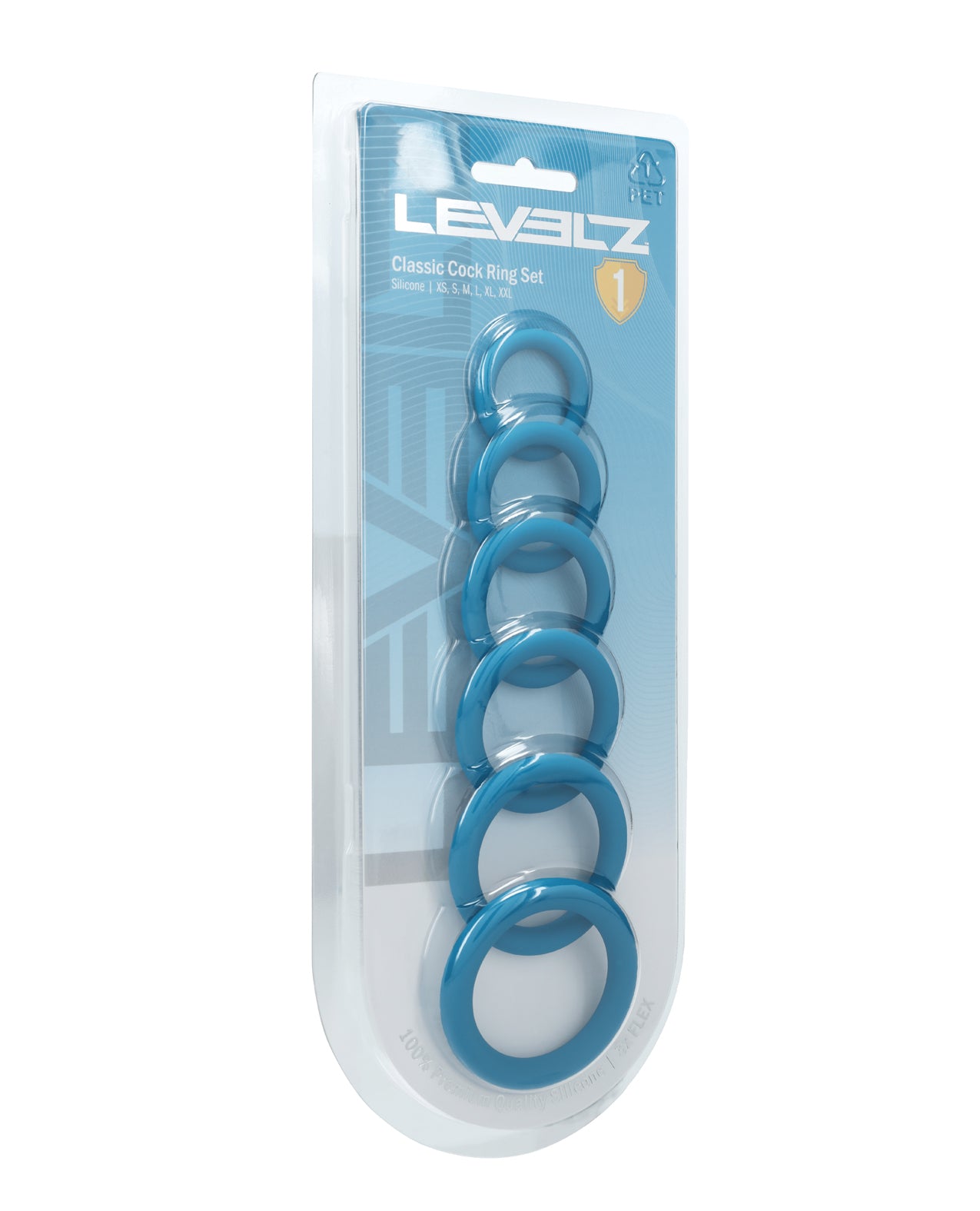 Shots Levelz Classic Silicone Cock Ring Set of 6 All Sizes - Teal