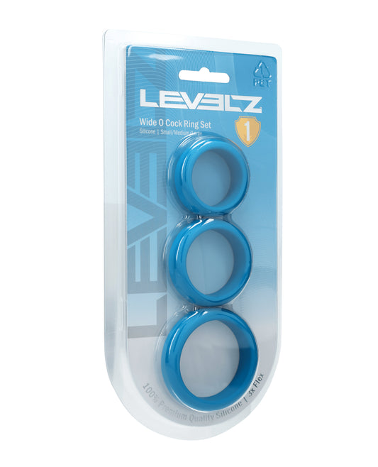 Shots Levelz Wide O Silicone Cock Ring Set of 3 - Teal
