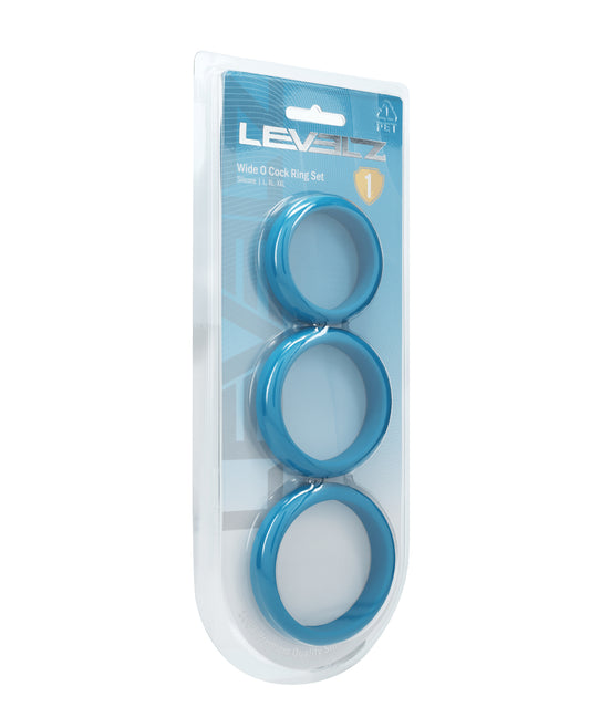 Shots Levelz Wide O Silicone Cock Ring Set of 3 (42 mm, 50 mm, 55 mm) - Teal
