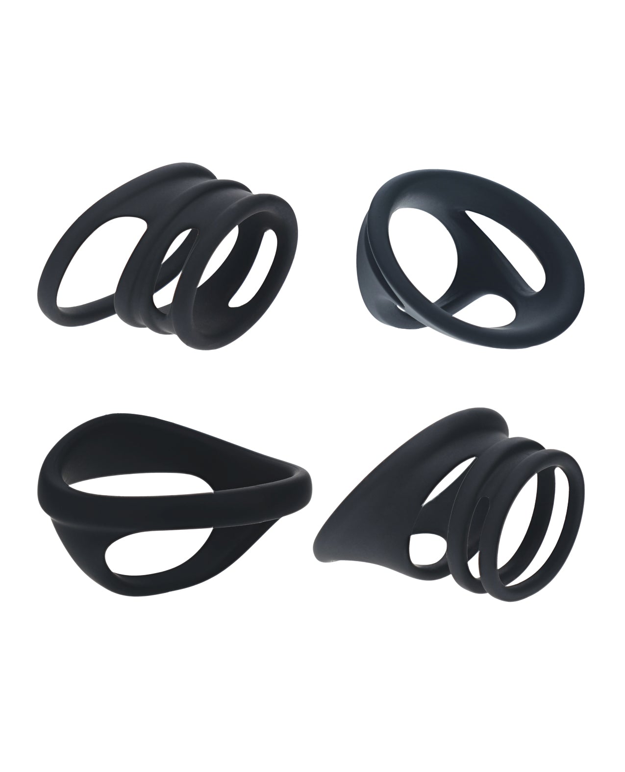 Shots Levelz Set of 4 Silicone Cock & Ball Rings - Black