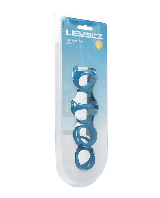 Shots Levelz Set of 4 Silicone Cock & Ball Rings - Teal