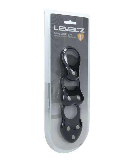Shots Levelz Silicone Training Cock Ring Set of 3 - Black