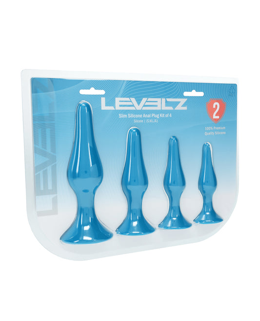 Shots Levelz Slim Silicone Anal Plug Kit of 4 - Teal