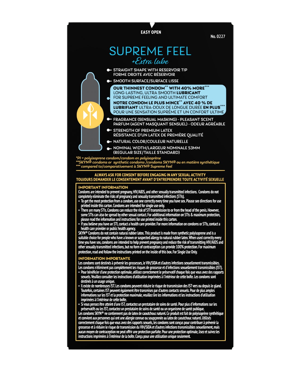 Lifestyles SKYN Supreme Feel Extra Lubrication Condoms - Box of 8