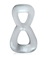 Hunky Junk Boomerang Double Ring Cockring & Nut-Tugger - Clear Steam